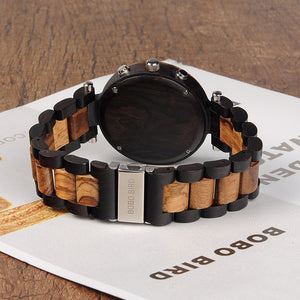 Multi-function Ebony Wooden Watch