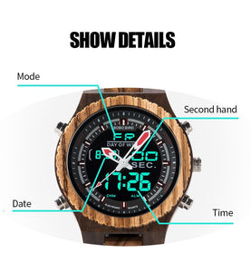 Multinational Digital Wooden Watch