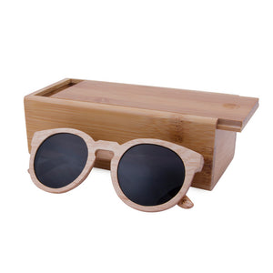 Casual Round Frame Wooden Sunglasses
