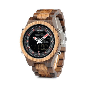 Multinational Digital Wooden Watch