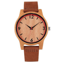 World Map Pattern Wooden Watch with Leather Strap