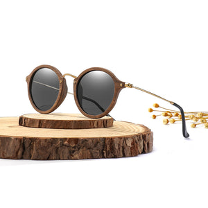 Ultralight Round Frame Wooden Sunglasses