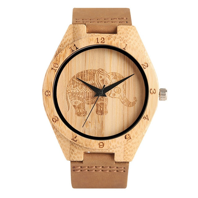 Elephant Mandala Style Wooden Watch