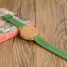 Green Wooden Watch with Silicone Strap