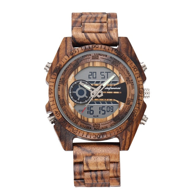 Luxury LED Digital Wooden Wristwatch
