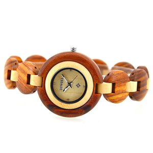 Casual Round Frame Wooden Watch
